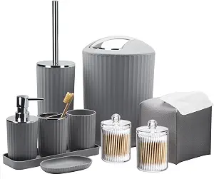 Plieger B.V. 10-Piece Bathroom Accessory Set – Complete Grey Bathroom Set for Modern Home Decor