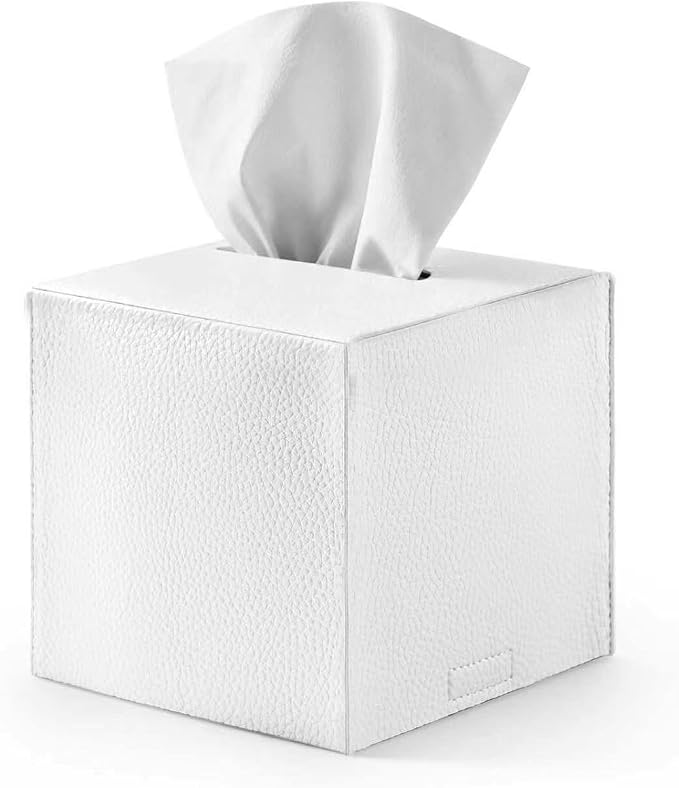 Plieger B.V. Square Leather Tissue Box Cover – Decorative Tissue Holder for Bathroom & Home Decor