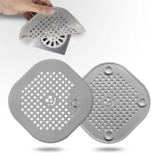 Plieger B.V. 2-Pack Silicone Drain Hair Catcher – Shower & Sink Drain Strainer, Hair Stopper for Bathroom, Kitchen & Tub, Grey