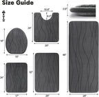 Plieger B.V. 5-Piece Bathroom Rug Set – Memory Foam Bath Mats, Soft Non-Slip Floor Mats for Bathroom, Dark Grey