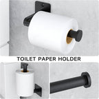 Plieger B.V. 4-Piece Black Bathroom Hardware Set – Modern Bathroom Accessories Set for Home & Wall Mounting