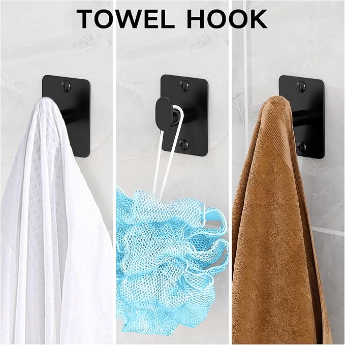 Plieger B.V. 4-Piece Black Bathroom Hardware Set – Modern Bathroom Accessories Set for Home & Wall Mounting