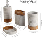 Plieger B.V. 4-Piece Resin Bathroom Accessories Set – Toothbrush Holder, Tumbler, Soap Dispenser & Soap Dish, Farmhouse Bathroom Decor
